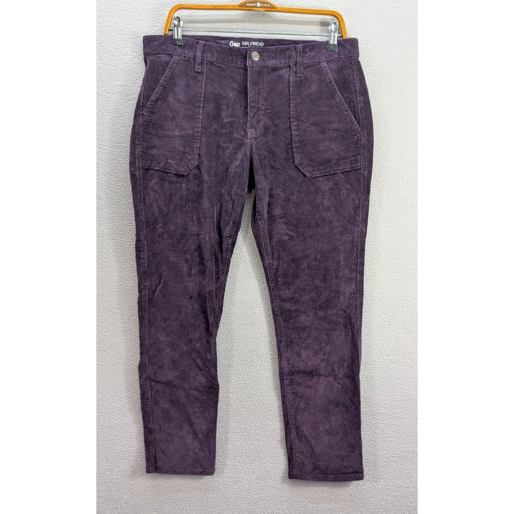 Gap Girlfriend Corduroy Pants Women's 10/30R Purple Cotton Tapered Stretch Y2K - Picture 2 of 9